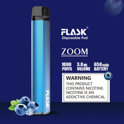 بطارية نحيفة 1000puffs يمكن التخلص منها من قلم FDA المعتمد