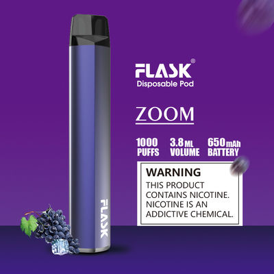 بطارية نحيفة 1000puffs يمكن التخلص منها من قلم FDA المعتمد