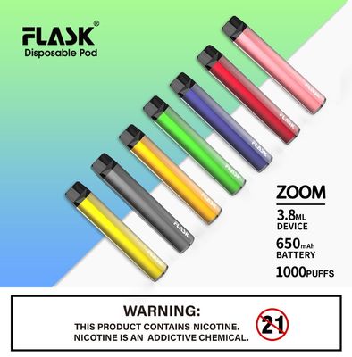 بطارية نحيفة 1000puffs يمكن التخلص منها من قلم FDA المعتمد