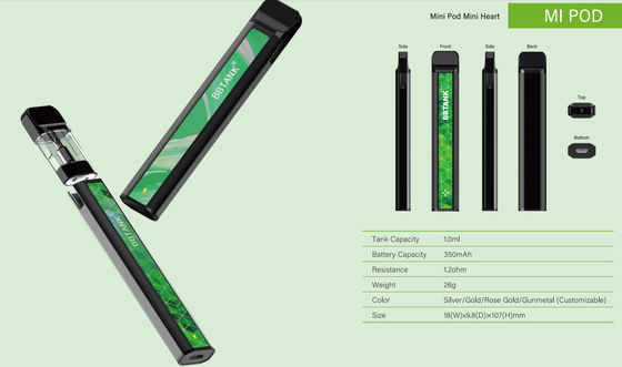2021 يمكن التخلص منها CBD / THC Vape Pod BBTANK Mi POD ملون شعار مخصص وتغليف خراطيش قابلة للاستبدال لفائف سيراميك