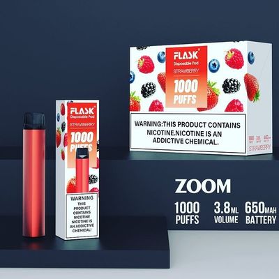 أجهزة ZOOM Disposal Vapepen الاستقرار عالية الجودة 1000 نفث 650mah 304 الفولاذ المقاوم للصدأ