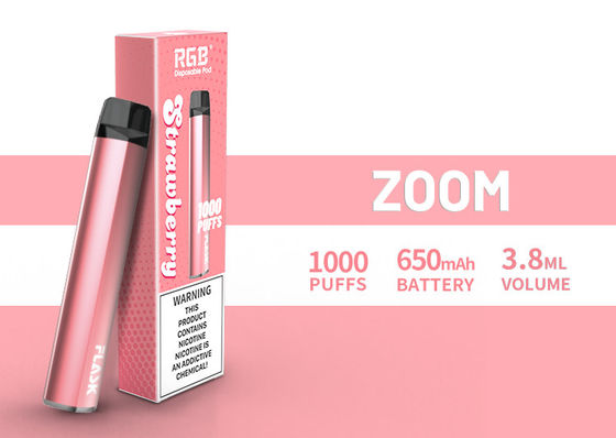 أجهزة ZOOM Disposal Vapepen الاستقرار عالية الجودة 1000 نفث 650mah 304 الفولاذ المقاوم للصدأ
