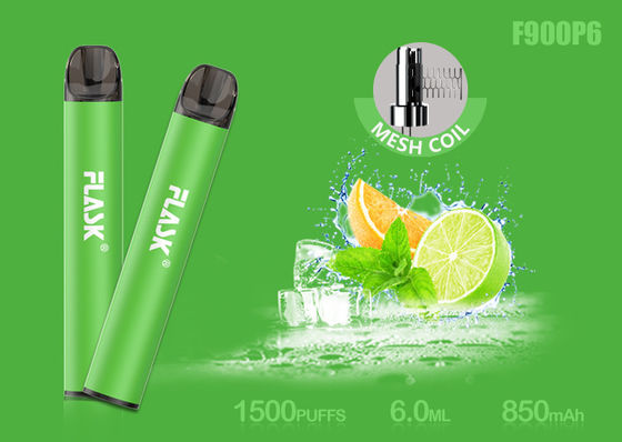 خرطوشة زيت زجاجي سعة 6.0 مل من نيكوسالت 5٪ 1500puffs مع ملف شبكي