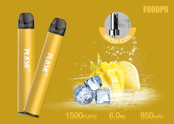خرطوشة زيت زجاجي سعة 6.0 مل من نيكوسالت 5٪ 1500puffs مع ملف شبكي