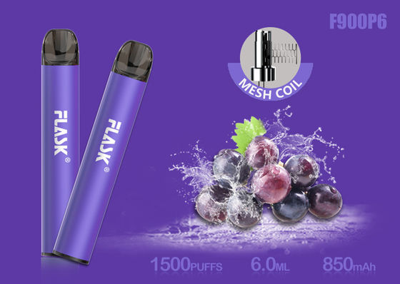 خرطوشة زيت زجاجي سعة 6.0 مل من نيكوسالت 5٪ 1500puffs مع ملف شبكي