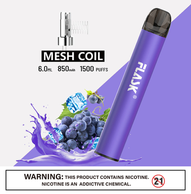 RGBvape SS304 Ecig 1500 أجهزة vape التي تستخدم لمرة واحدة مع ملف شبكي