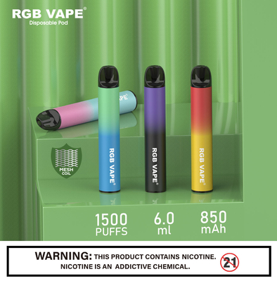 RGB Mesh Coil 6ml جهاز Vape Pod للاستعمال مرة واحدة 850mah صحي E Cig